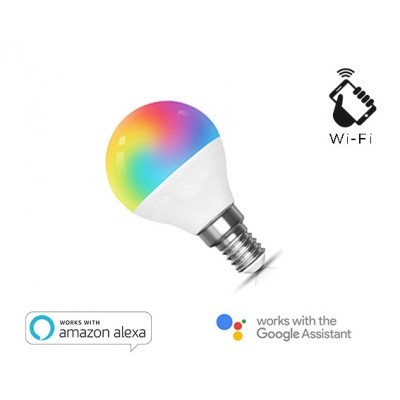 Lampada Led Smart Ee-45We14G Rgb + Bianco Caldo E14 G45 Dimmerabile Wifi - Alexa E Google Home