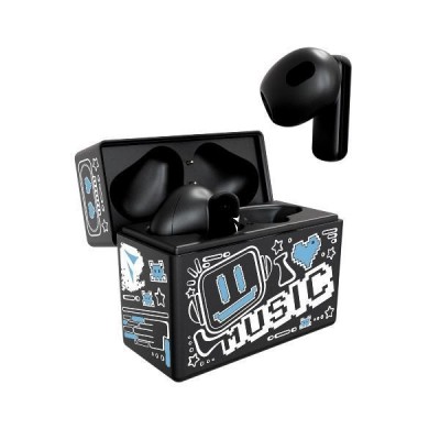 Auricolari Earbuds Con Pattern Blu Tm-Xm191-Bkbl